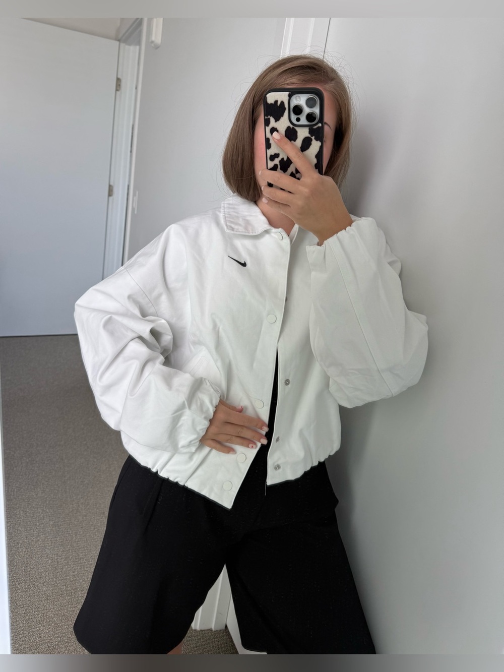 NEW Nike Women's White Swoosh-Embroidered Jacket Size S